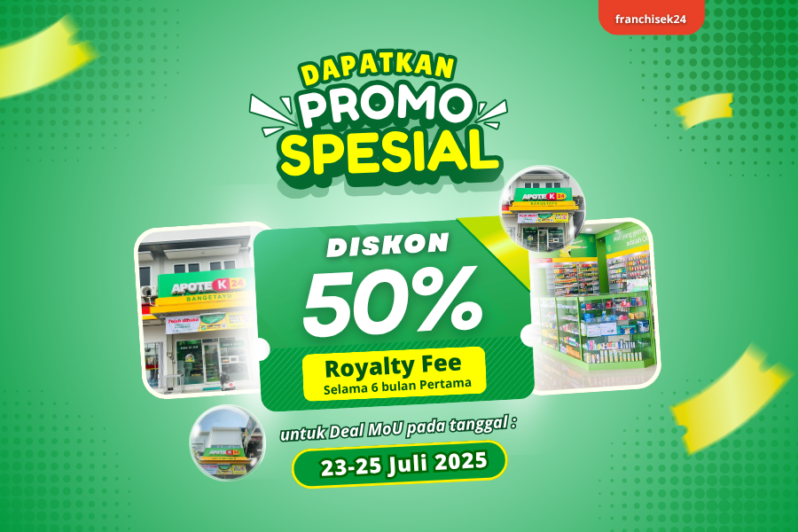 Diskon 50% Royalty Fee dari Franchise Apotek K-24 Hadir Lagi!
